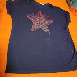 Navy Blue Womans Shirt with Sparkle Star Design